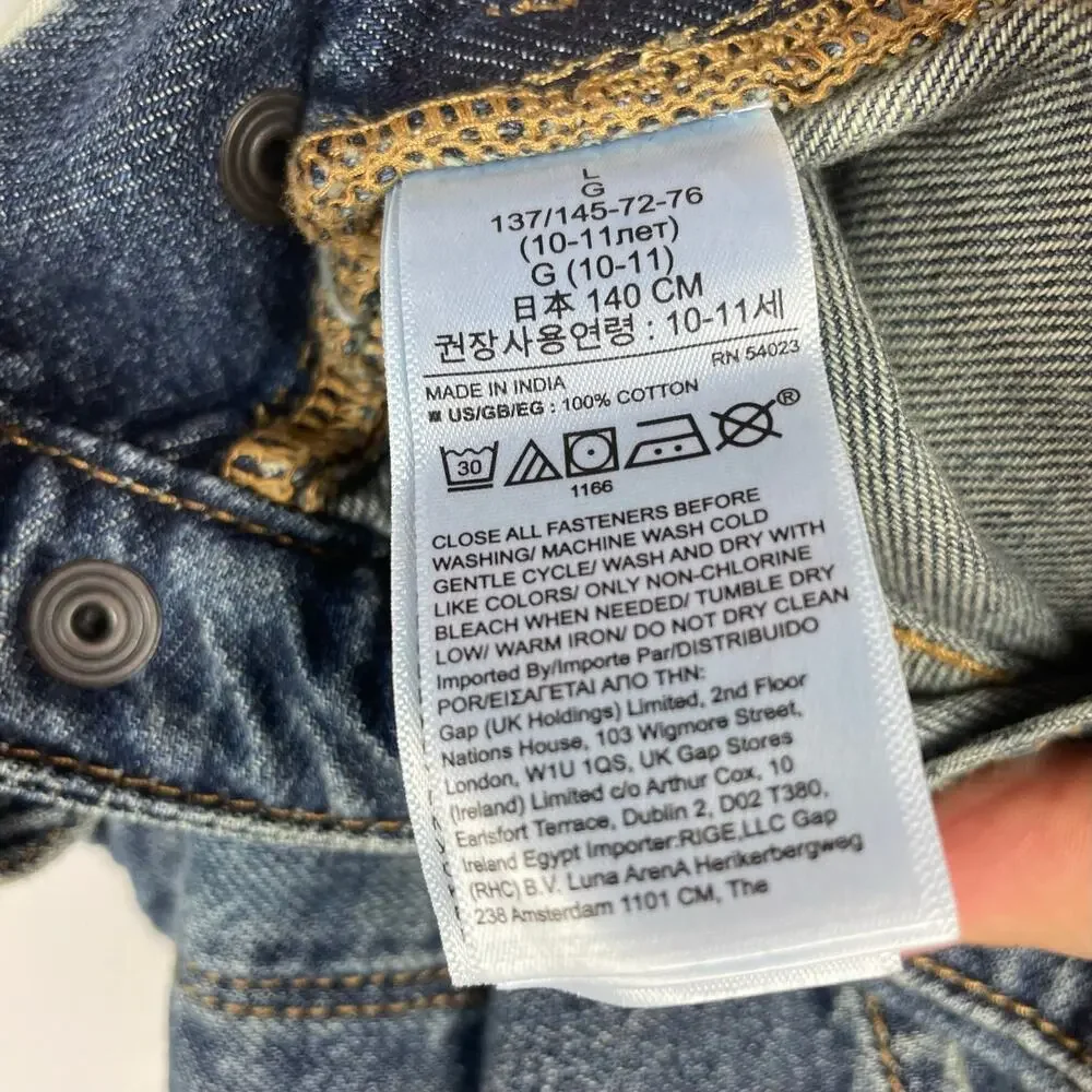 GAP Kids Distressed‎ Jean Overalls L Medium Indigo Denim
